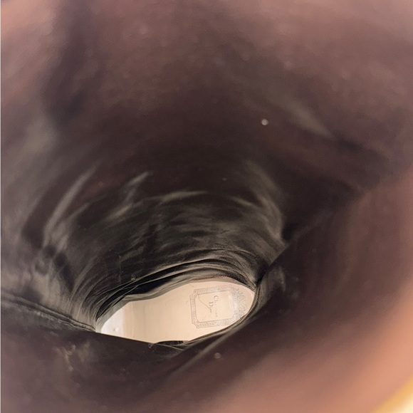 CHRISTIAN DIOR Quilted Brown Leather Cannage Slouch Women's Boots 37.5 - 7.5 US - Picture 10 of 15